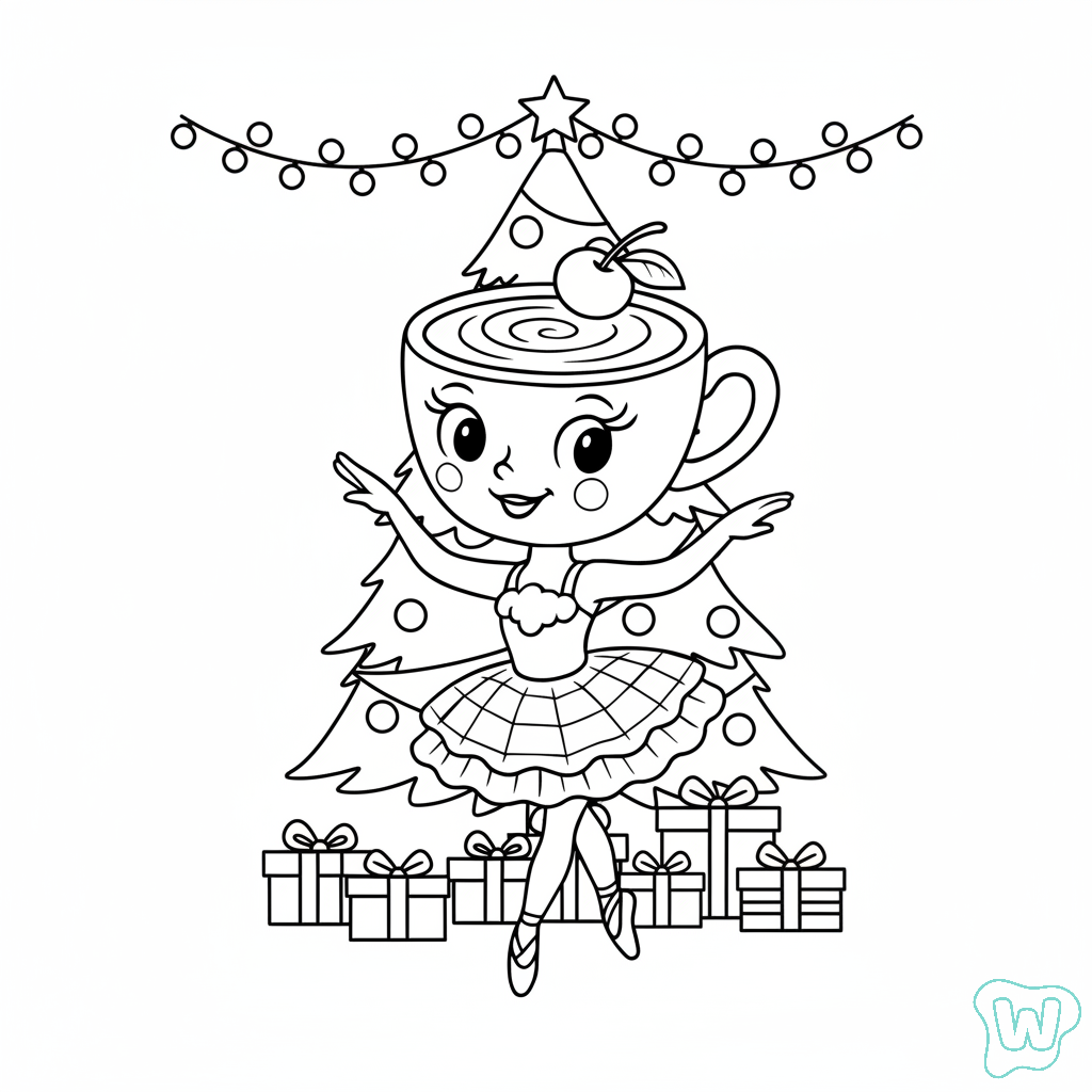 páginas para colorear imprimibles gratis Ballerina Cappuccina Navidad