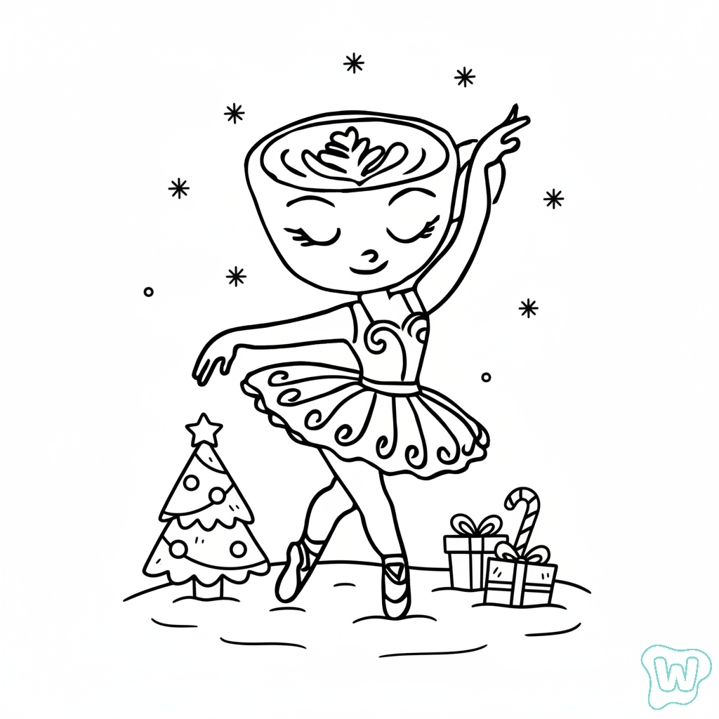 colorear y Imprimir PDF gratis Ballerina Cappuccina Navidad