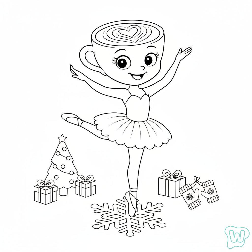 Ballerina Cappuccina Navidad páginas para colorear de adornos 1