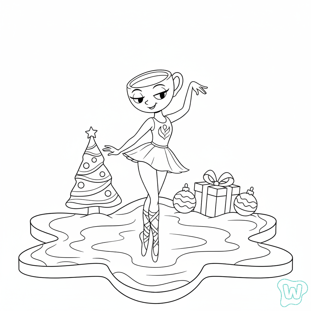 colorear y Imprimir PDF Ballerina Cappuccina Navidad