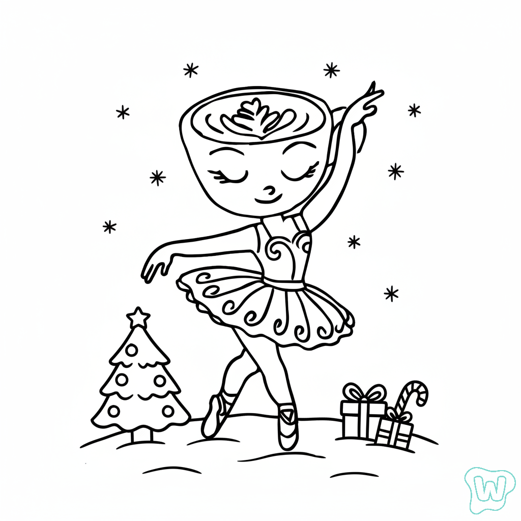Ballerina Cappuccina Navidad colorear y Imprimir PDF gratis