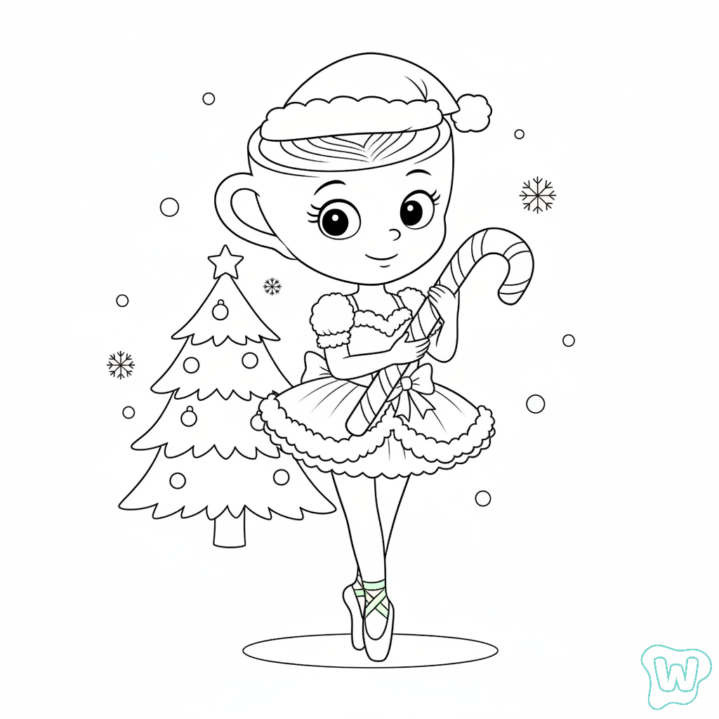páginas para colorear de árboles Ballerina Cappuccina Navidad gratis