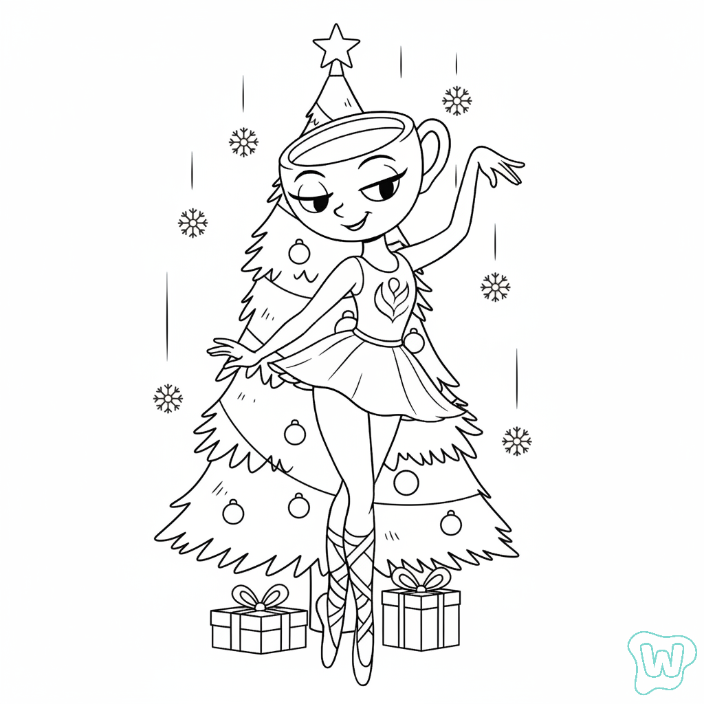 niños Ballerina Cappuccina Navidad páginas para colorear