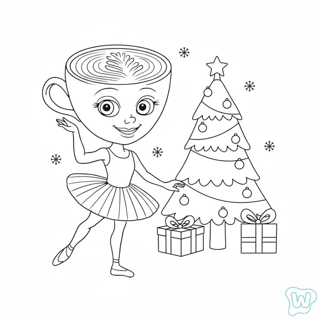 páginas para colorear detalladas de Ballerina Cappuccina Navidad
