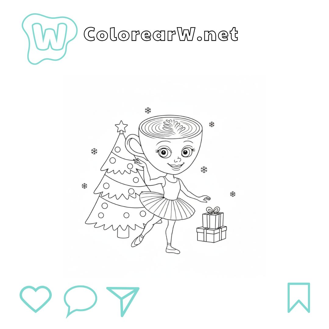 Ballerina Cappuccina Navidad para colorear (PDF para imprimir gratis) thumbnail