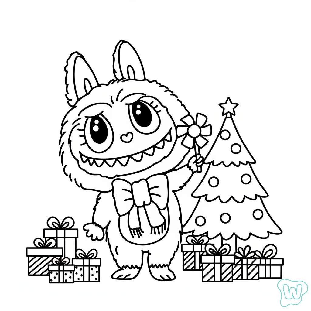 Labubu páginas para colorear de adornos