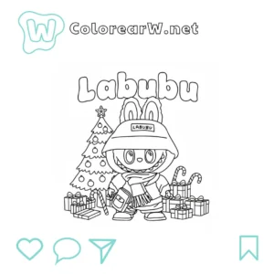 Labubu Navidad para colorear (PDF para imprimir gratis) thumbnail