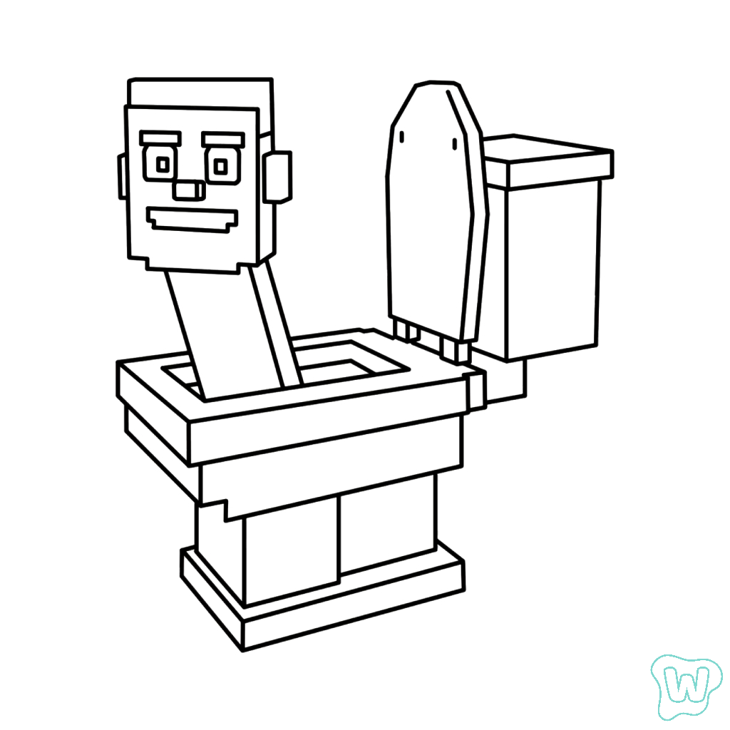 colorear y Imprimir PDF Skibidi Toilet Brainrot