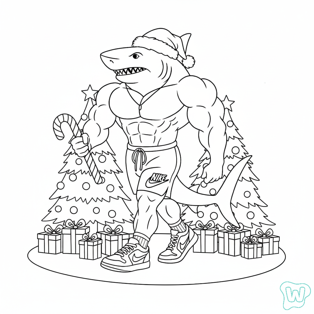 páginas para colorear Tralalero Tralala Navidad