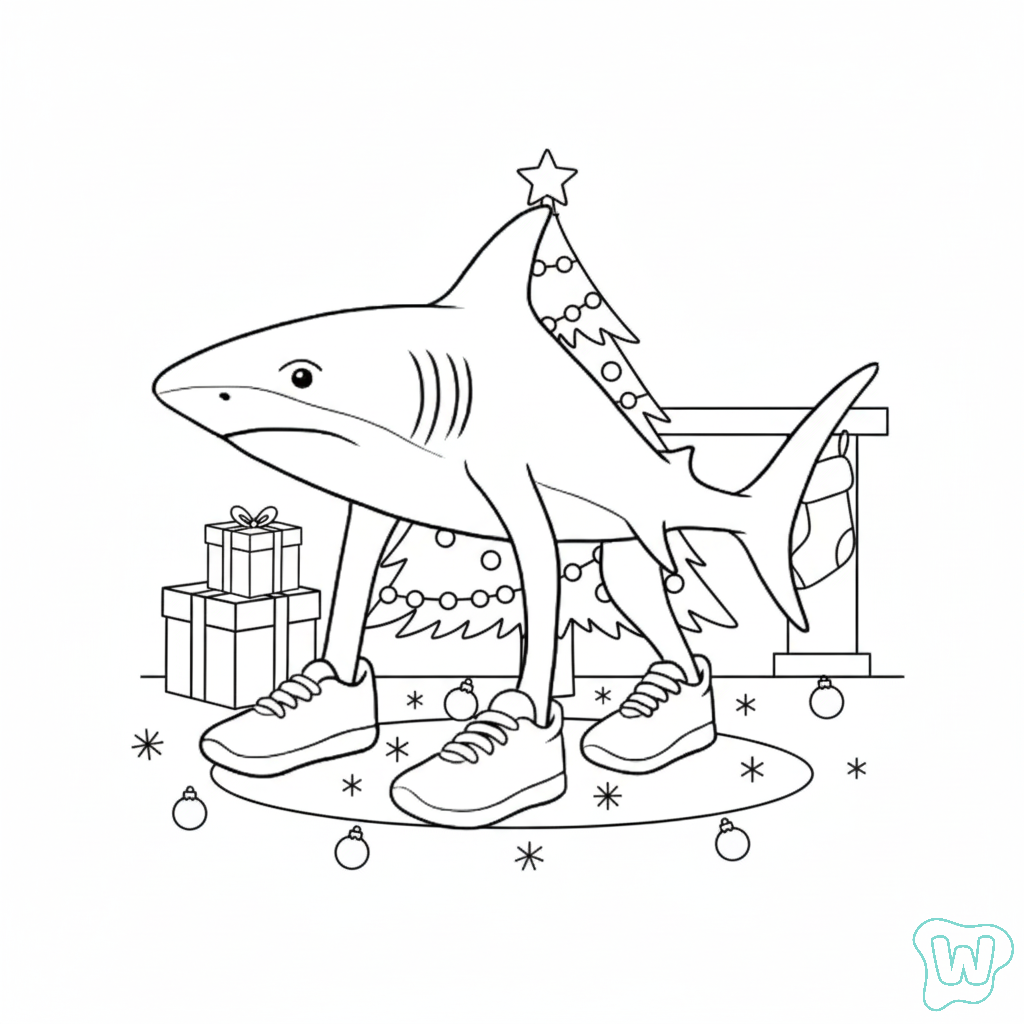 páginas para colorear para Tralalero Tralala Navidad