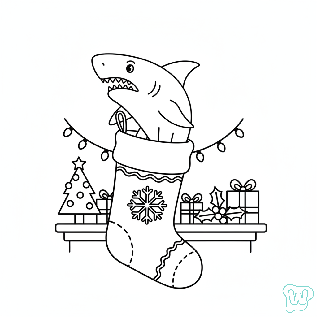 páginas para colorear gratis Tralalero Tralala Navidad para niños