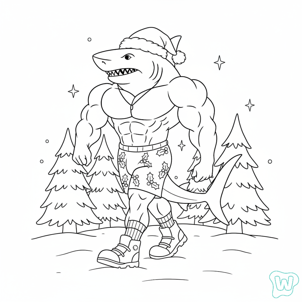 Tralalero Tralala Navidad páginas para colorear para adultos fáciles 1