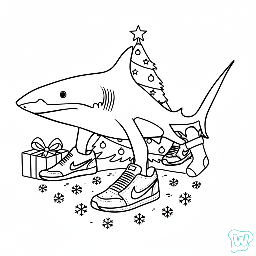 Tralalero Tralala Navidad páginas para colorear para imprimir