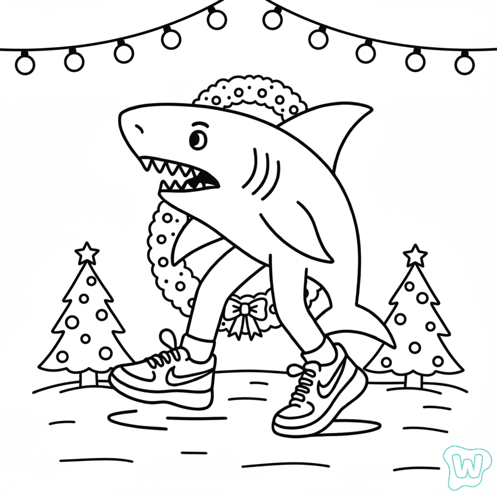 páginas para colorear imprimibles Tralalero Tralala Navidad