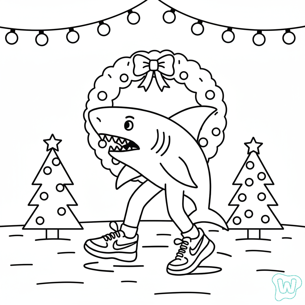 Tralalero Tralala Navidad páginas para colorear para imprimir gratis