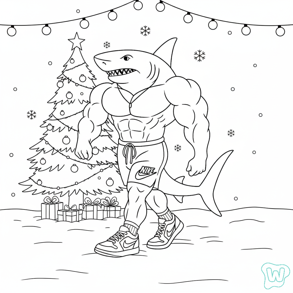 Tralalero Tralala Navidad colorear y Imprimir PDF