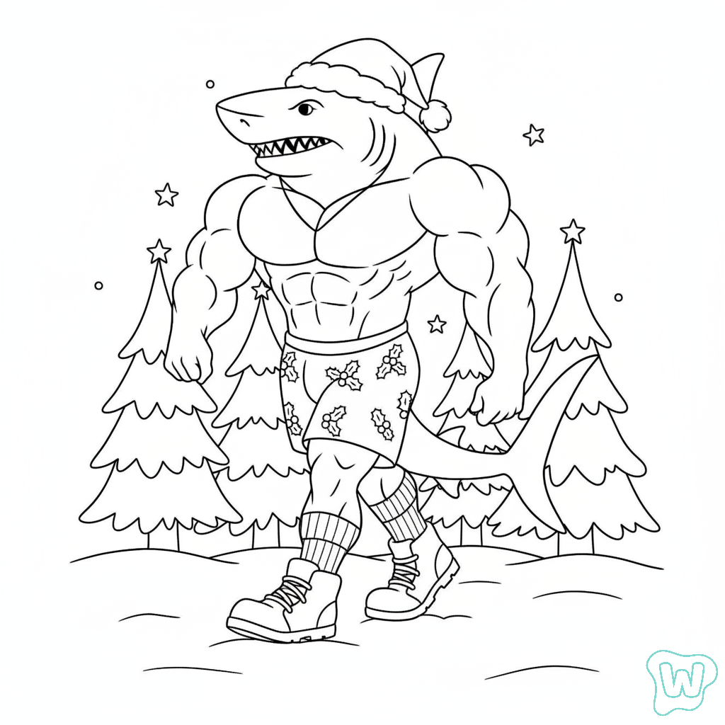 Tralalero Tralala Navidad páginas para colorear para adultos fáciles