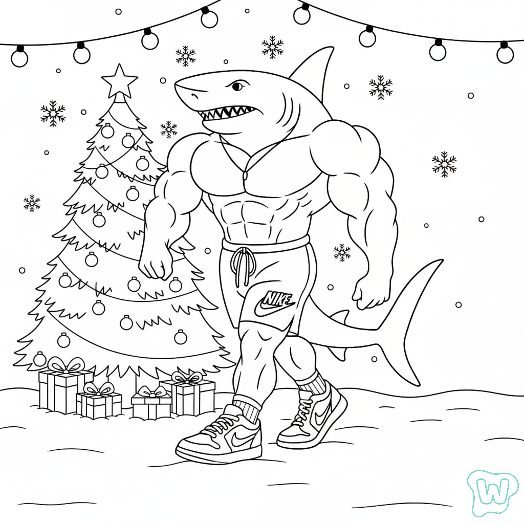 Tralalero Tralala Navidad para colorear y Imprimir PDF