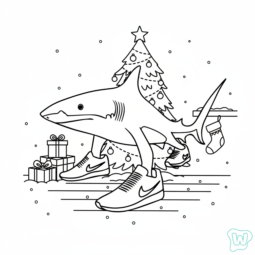 Tralalero Tralala Navidad páginas para colorear imprimibles