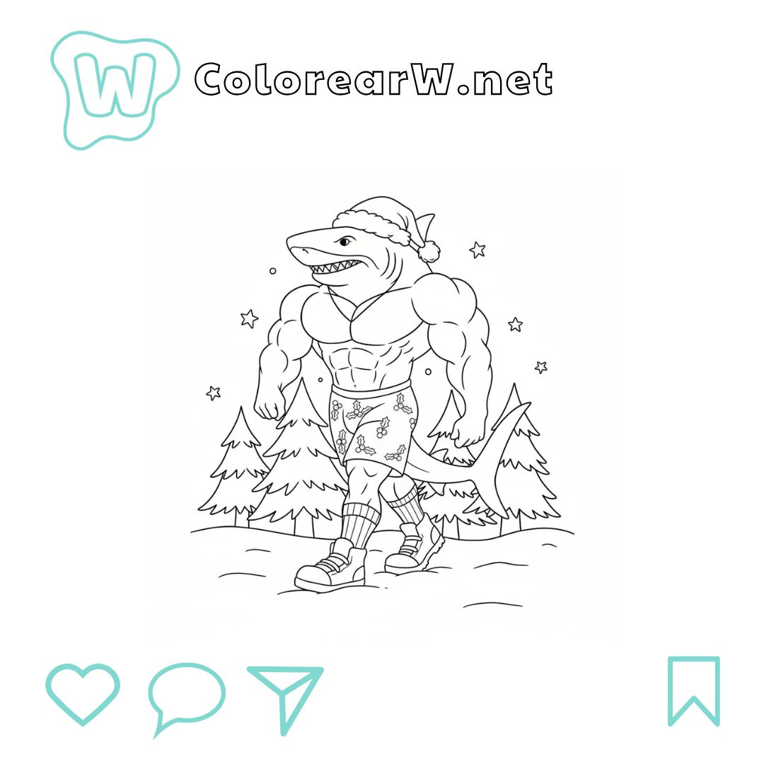 Tralalero Tralala Navidad para colorear (PDF para imprimir gratis) thumbnail