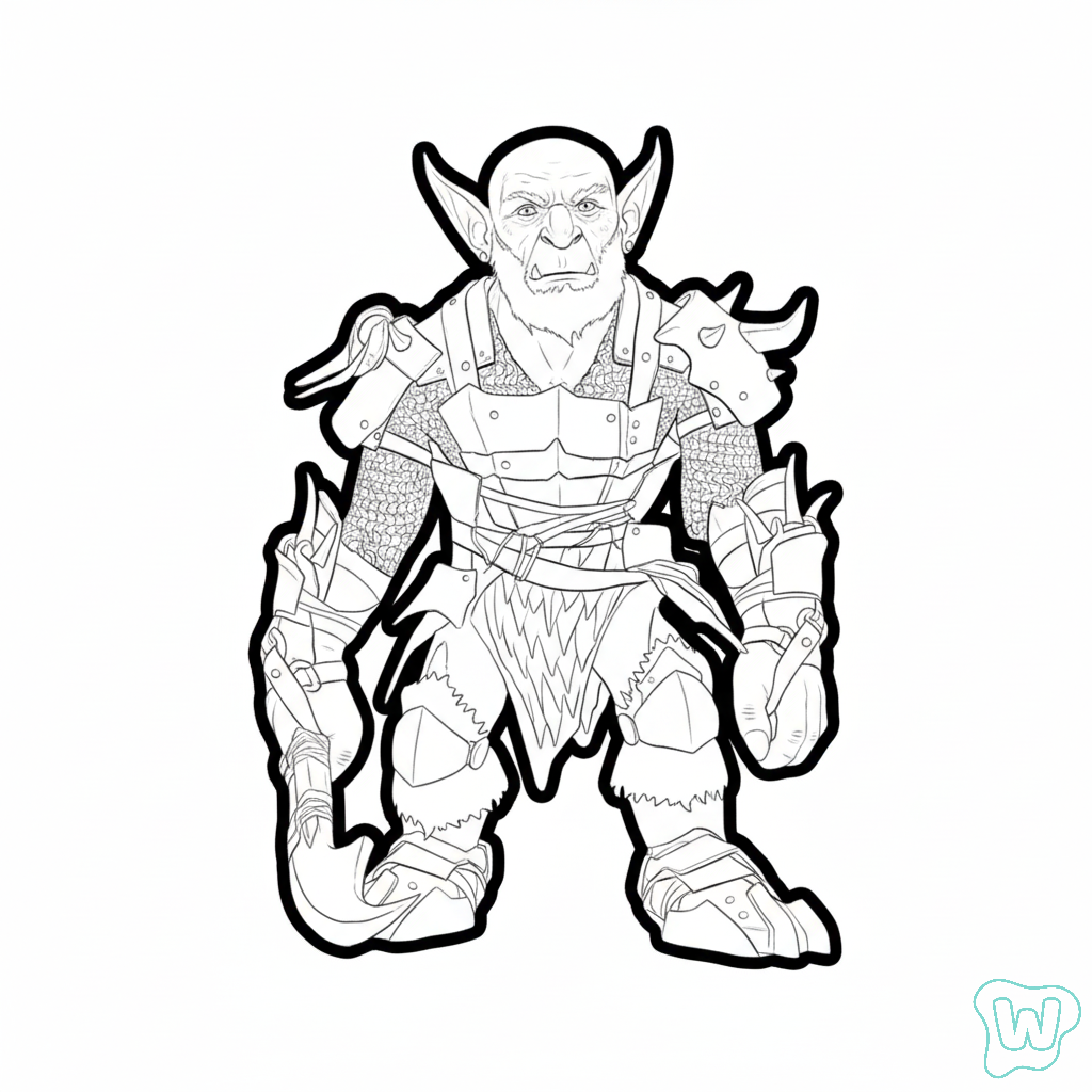 páginas para colorear fáciles de Goblin Brawler