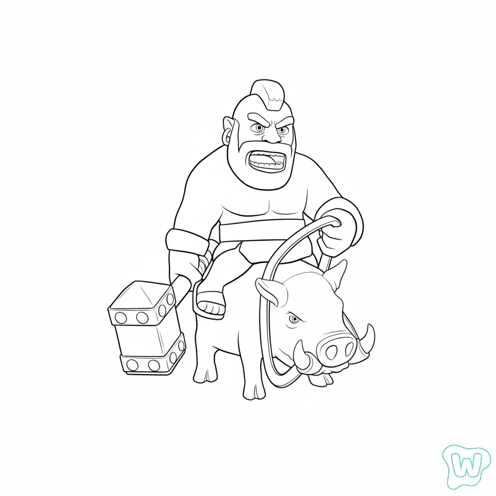 Hog Rider páginas para colorear fáciles