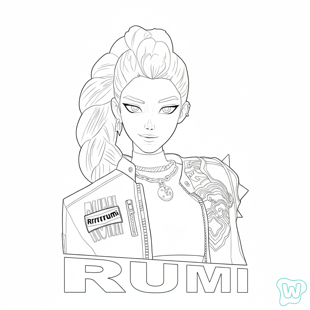 Rumi páginas para colorear para adultos fáciles 1