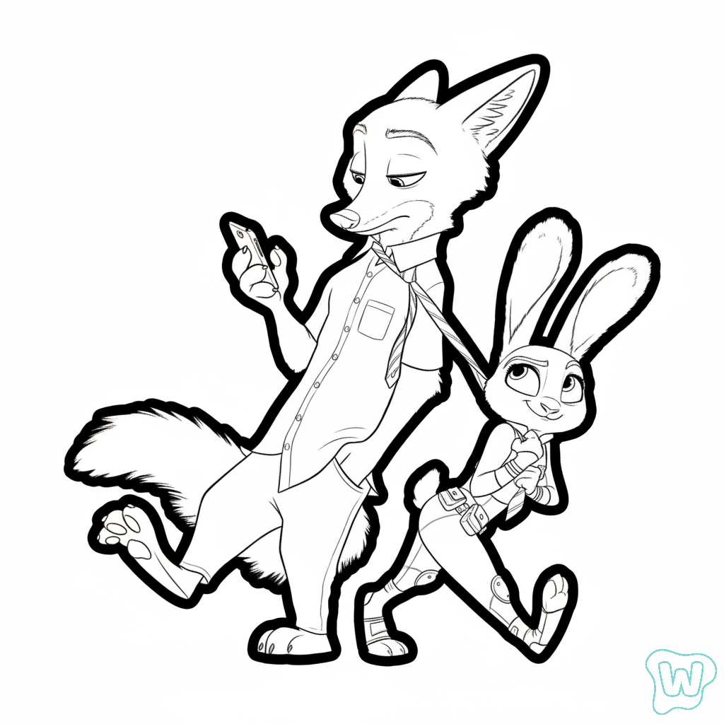 páginas para colorear lindas y fáciles de Zootopia 2