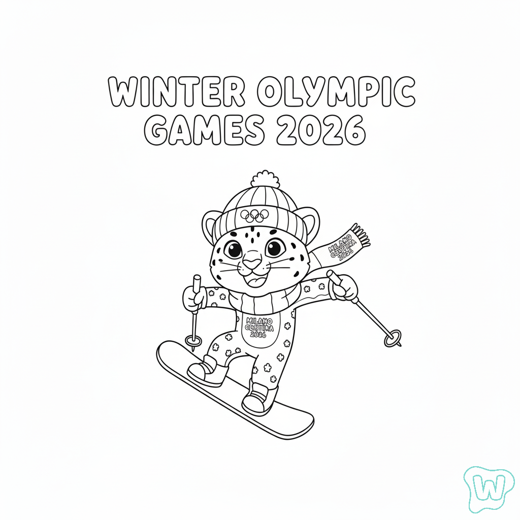 Olympic Winter Games 2026 páginas para colorear fáciles