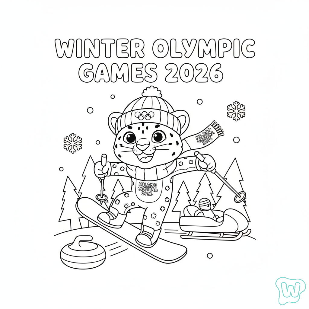 páginas para colorear gratis para adultos Olympic Winter Games 2026 1