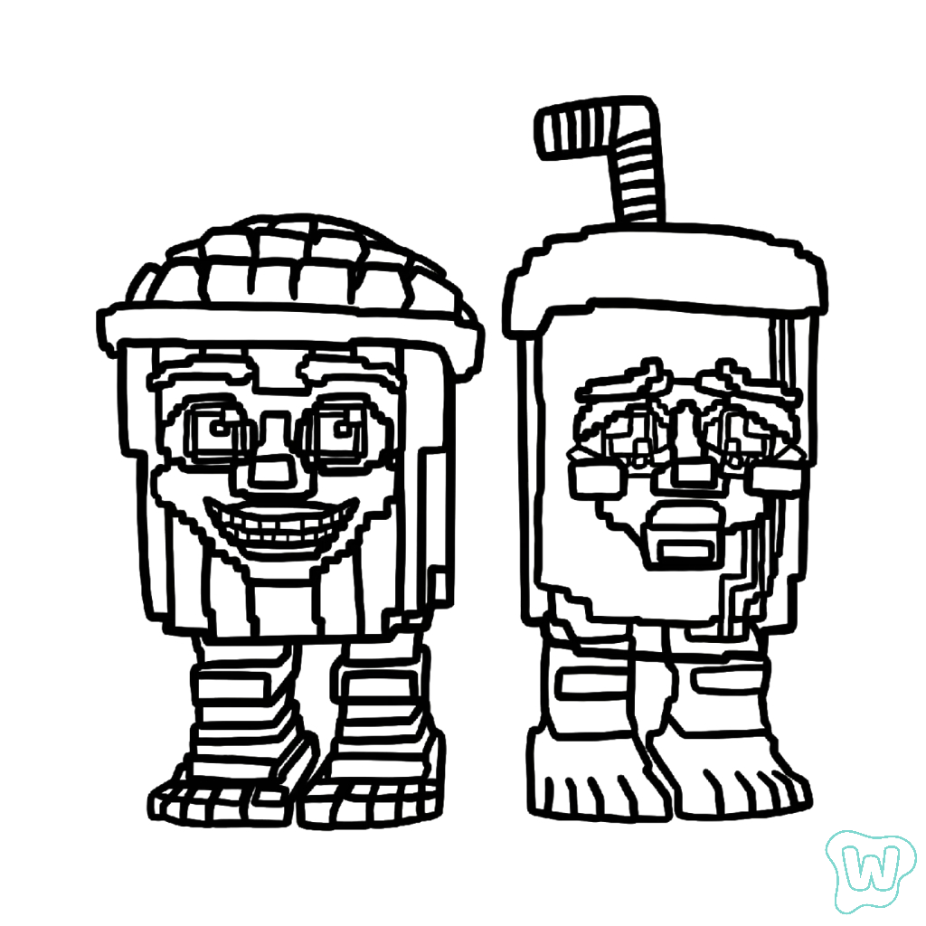 páginas para colorear imprimibles Popcuru and Fizzuru para adultos