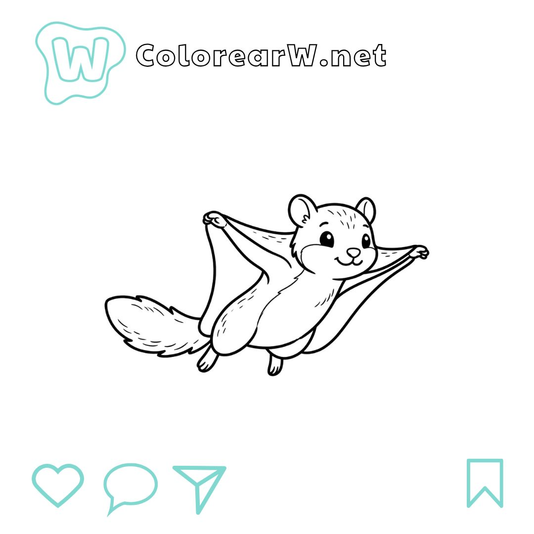 Ardilla Voladora para colorear (PDF para imprimir gratis) thumbnail