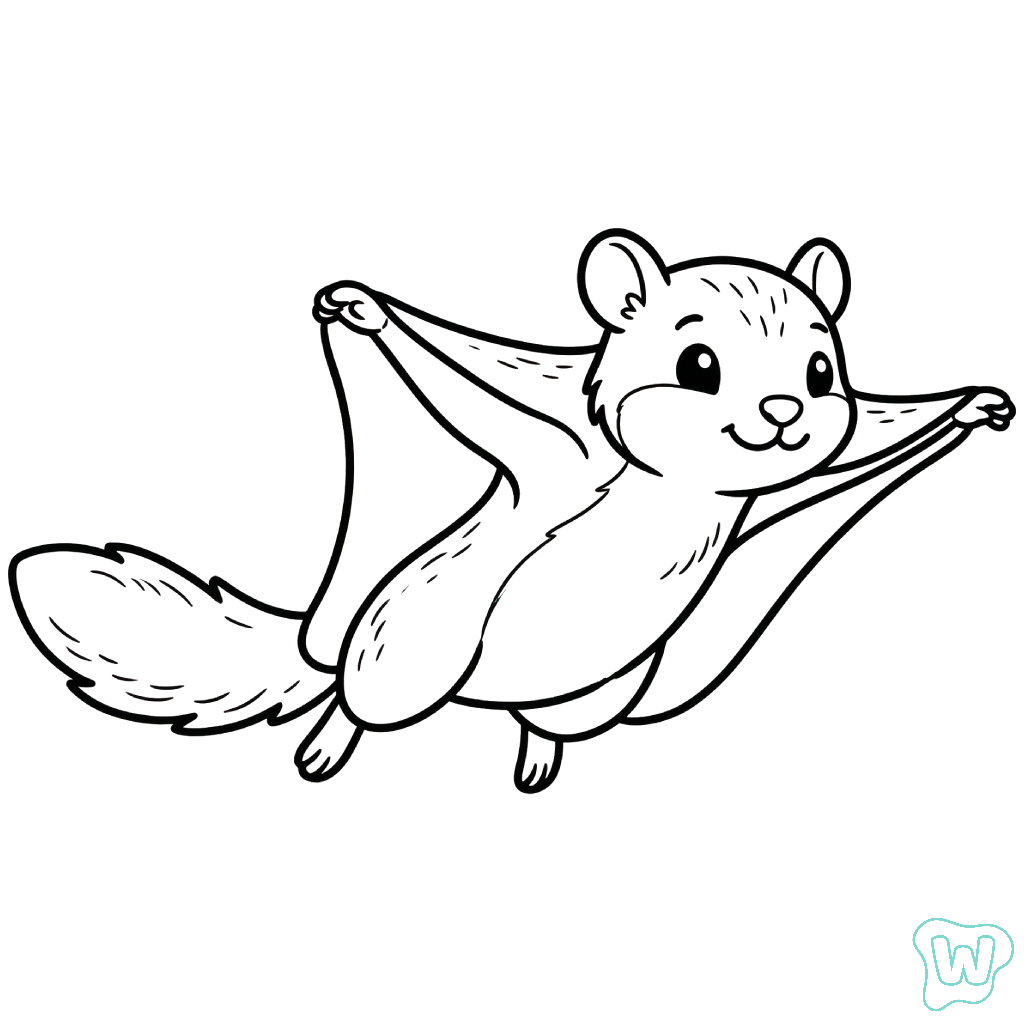 felices páginas para colorear Ardilla voladora