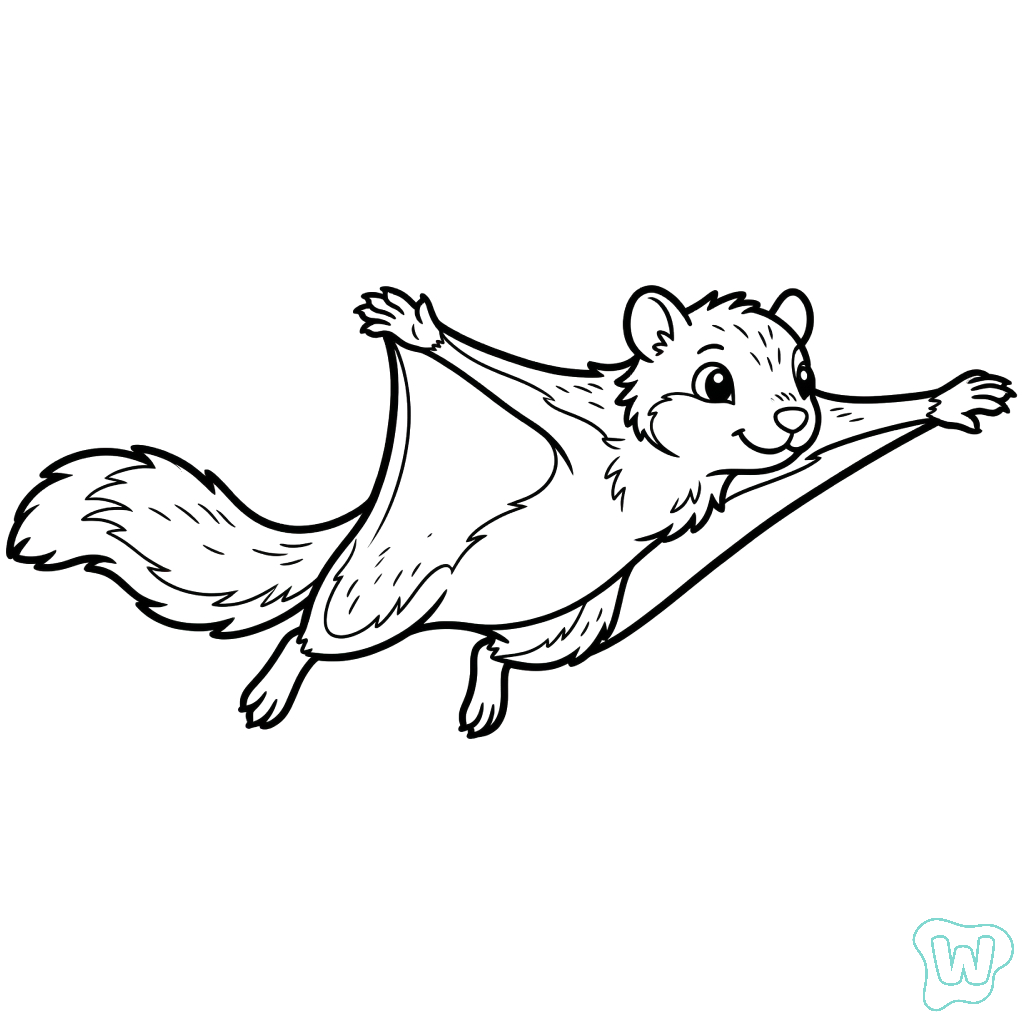 Ardilla voladora páginas para colorear fáciles