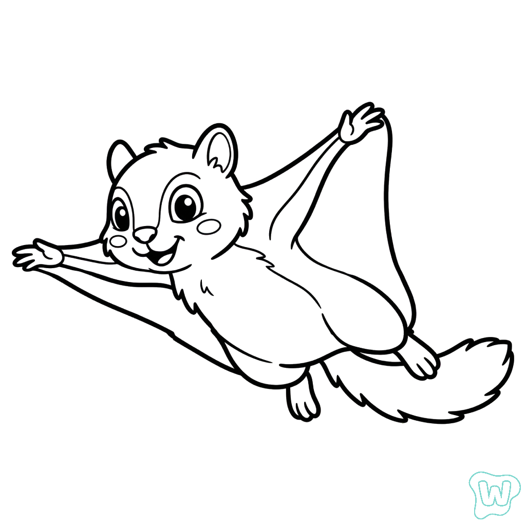 páginas para colorear gratis Ardilla voladora para adultos