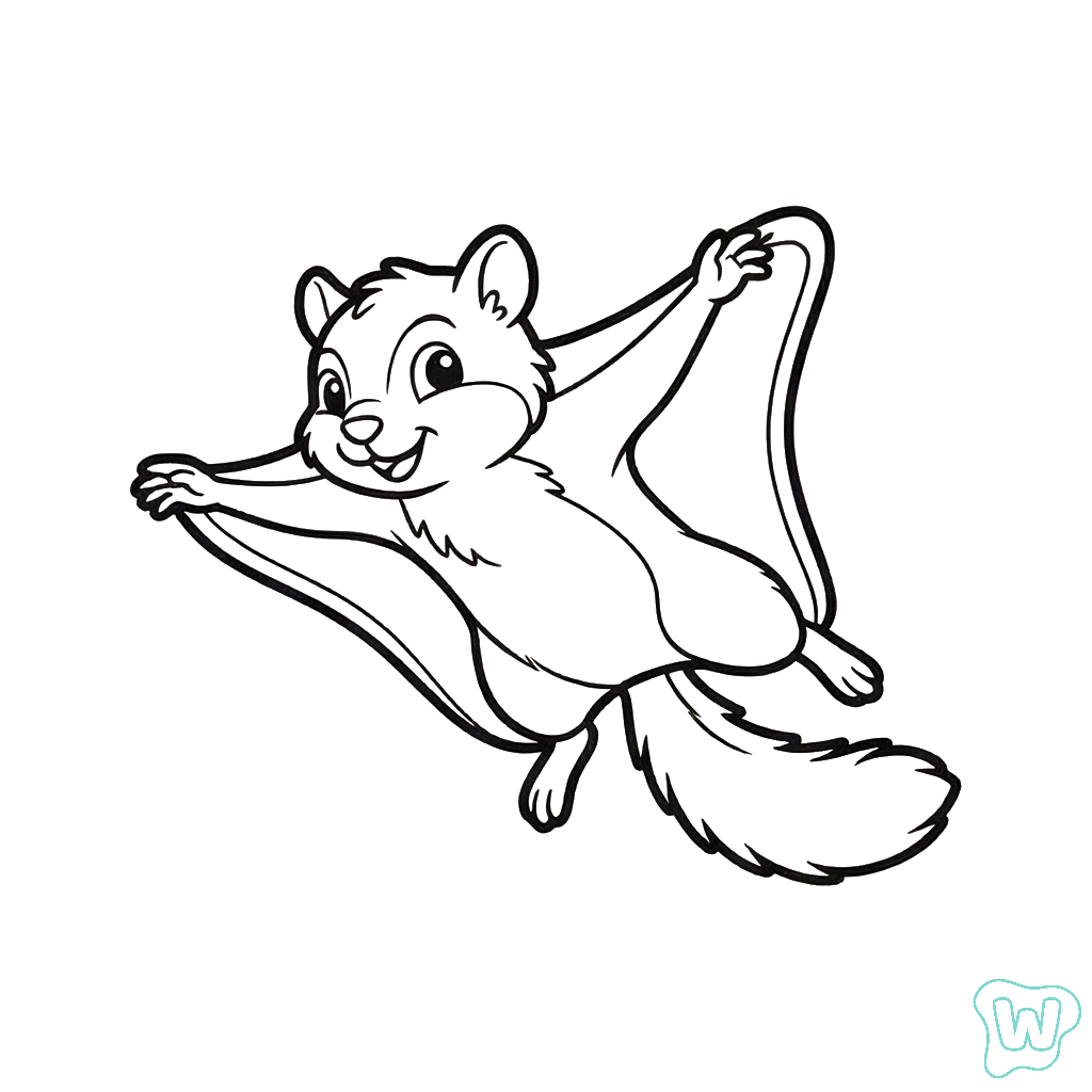 páginas para colorear detalladas de Ardilla voladora para adultos