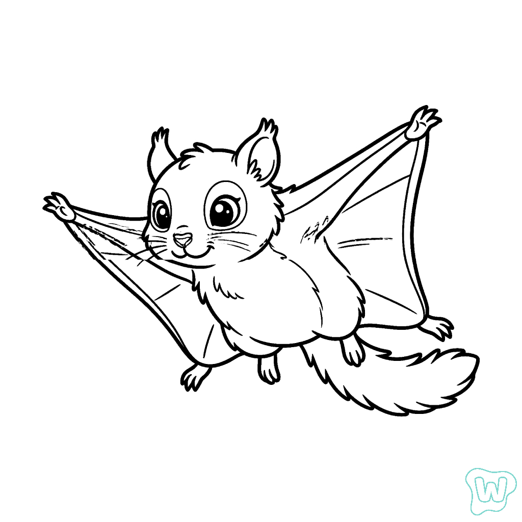 Ardilla voladora páginas para colorear para adultos fáciles