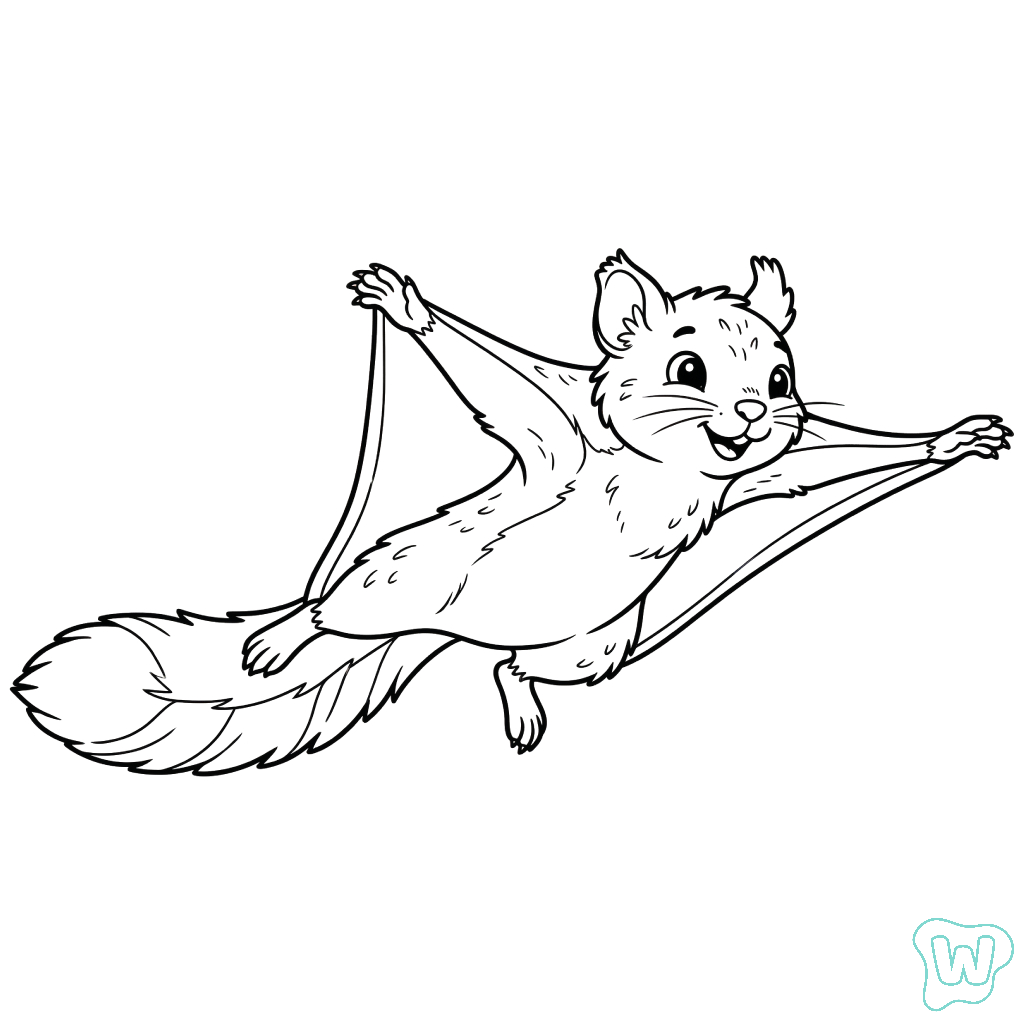colorear páginas de Ardilla voladora