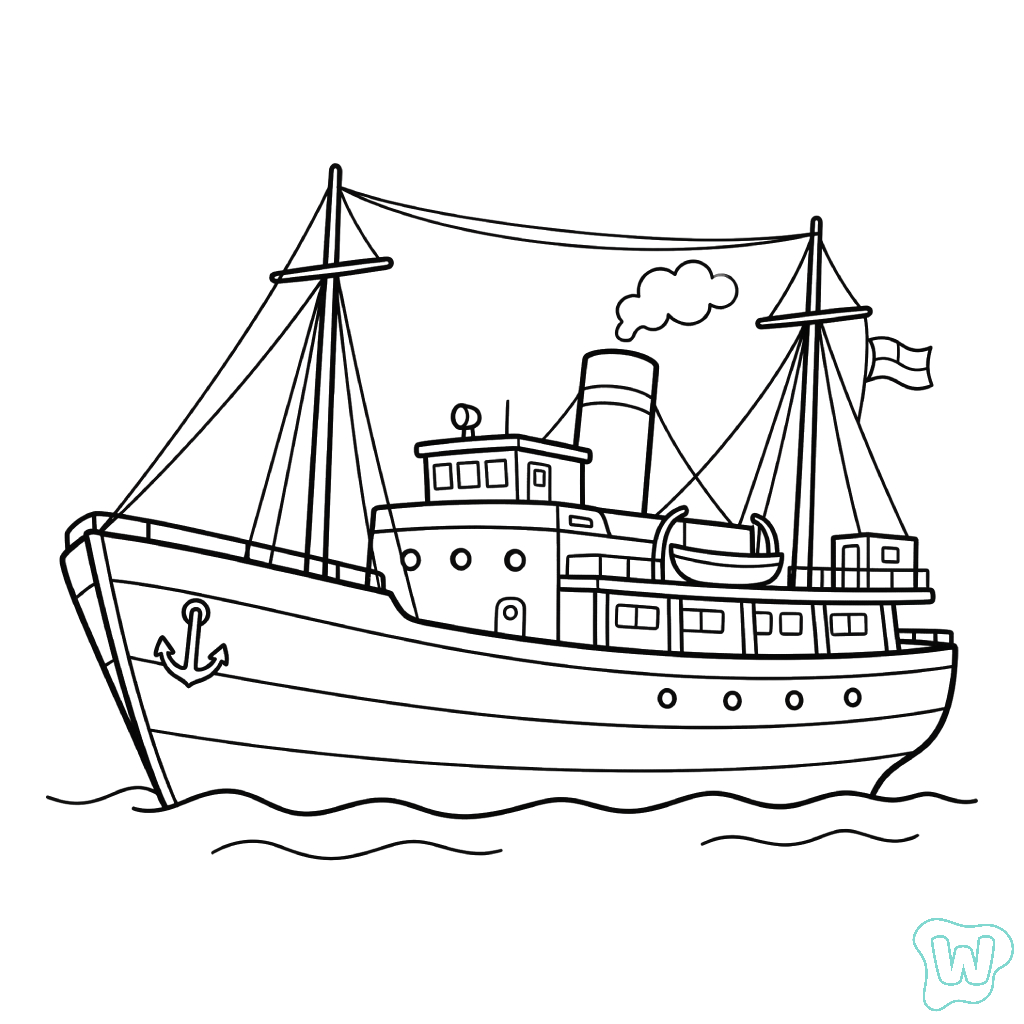 colorear y Imprimir PDF gratis Barco