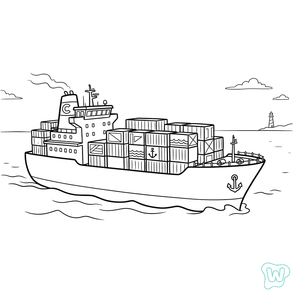 Barco colorear y Imprimir PDF