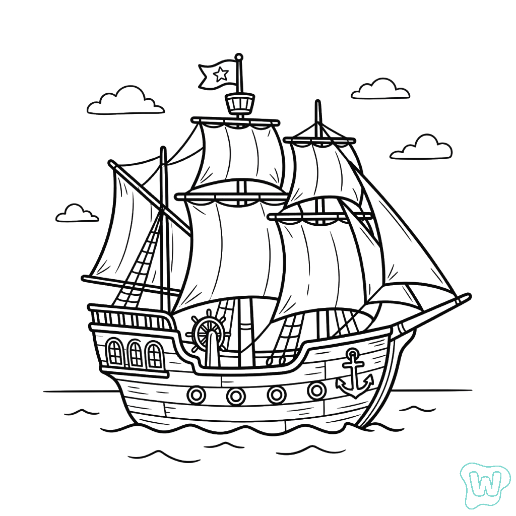 páginas para colorear gratis para adultos Barco