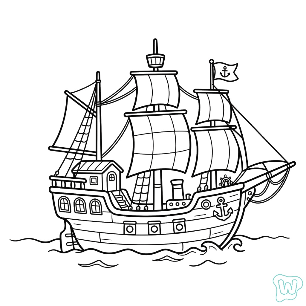 páginas para colorear gratis Barco para adultos