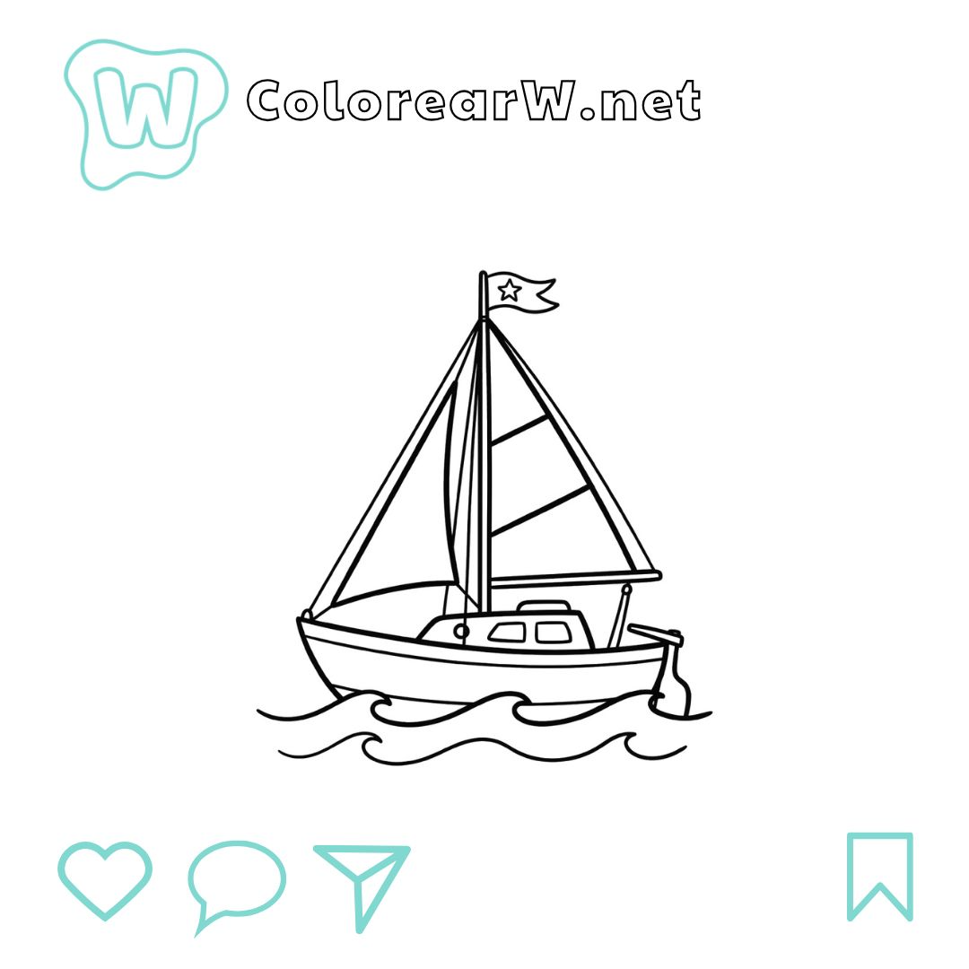 Barco de Vela para colorear (PDF para imprimir gratis) thumbnail