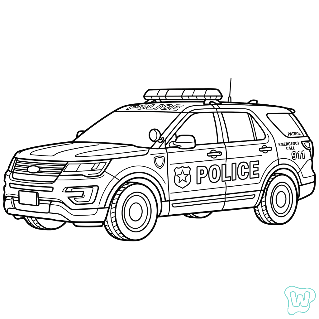 Coche de Policía para coloear para colorear gratis