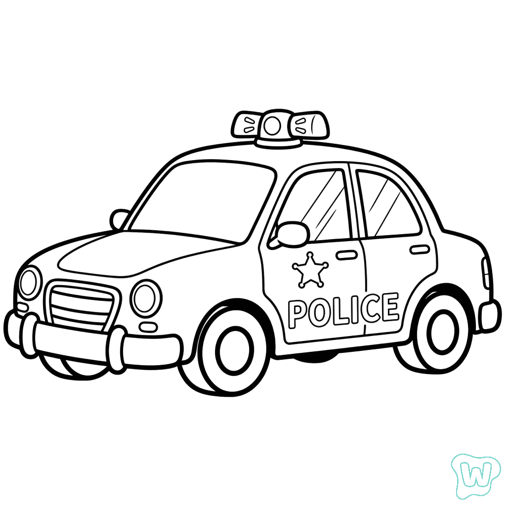 Coche de Policía para coloear descargar PDF gratis