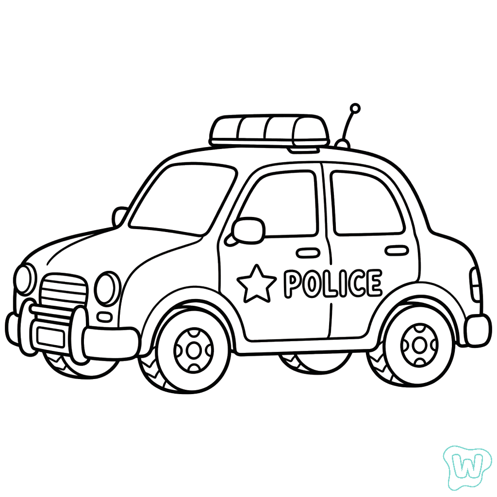 Coche de Policía para coloear páginas para colorear pdf