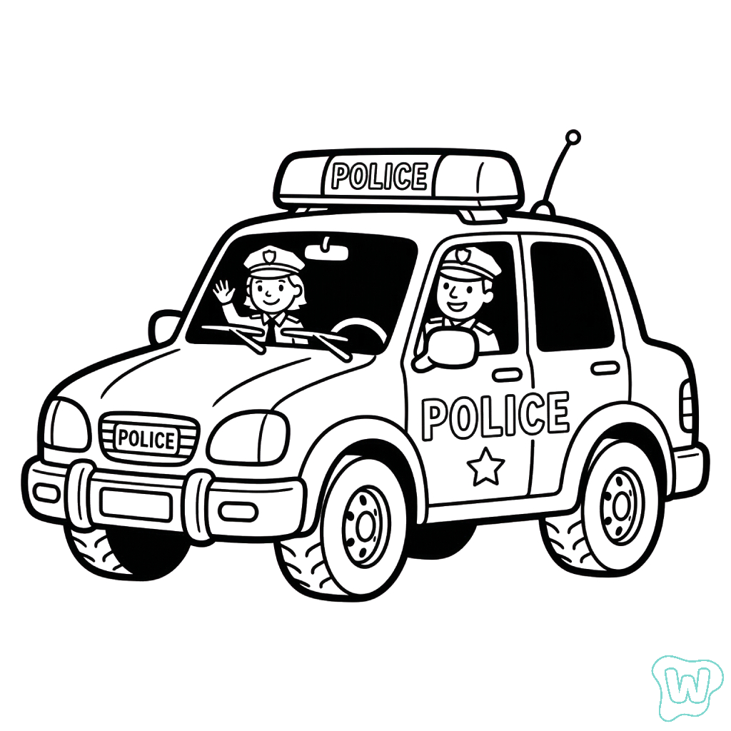 Coche de Policía para coloear páginas para colorear para adultos fáciles