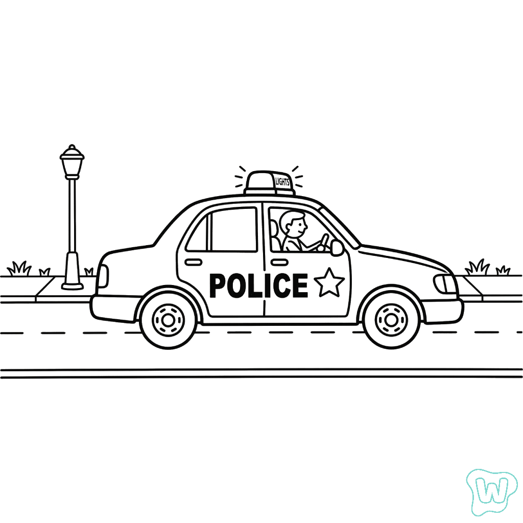 divertidas páginas para colorear Coche de Policía para coloear