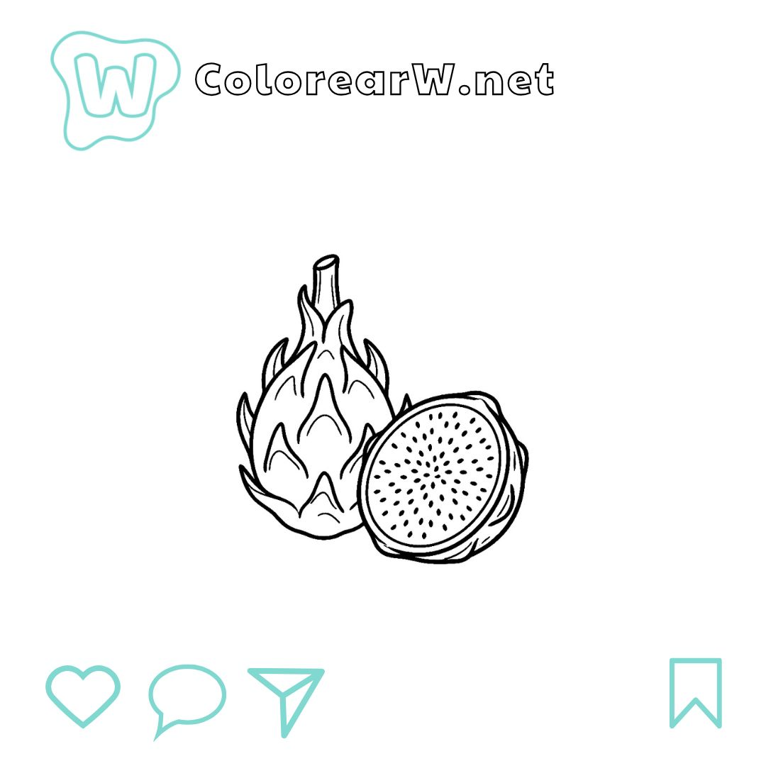 Fruta del dragón para colorear (PDF para imprimir gratis) thumbnail