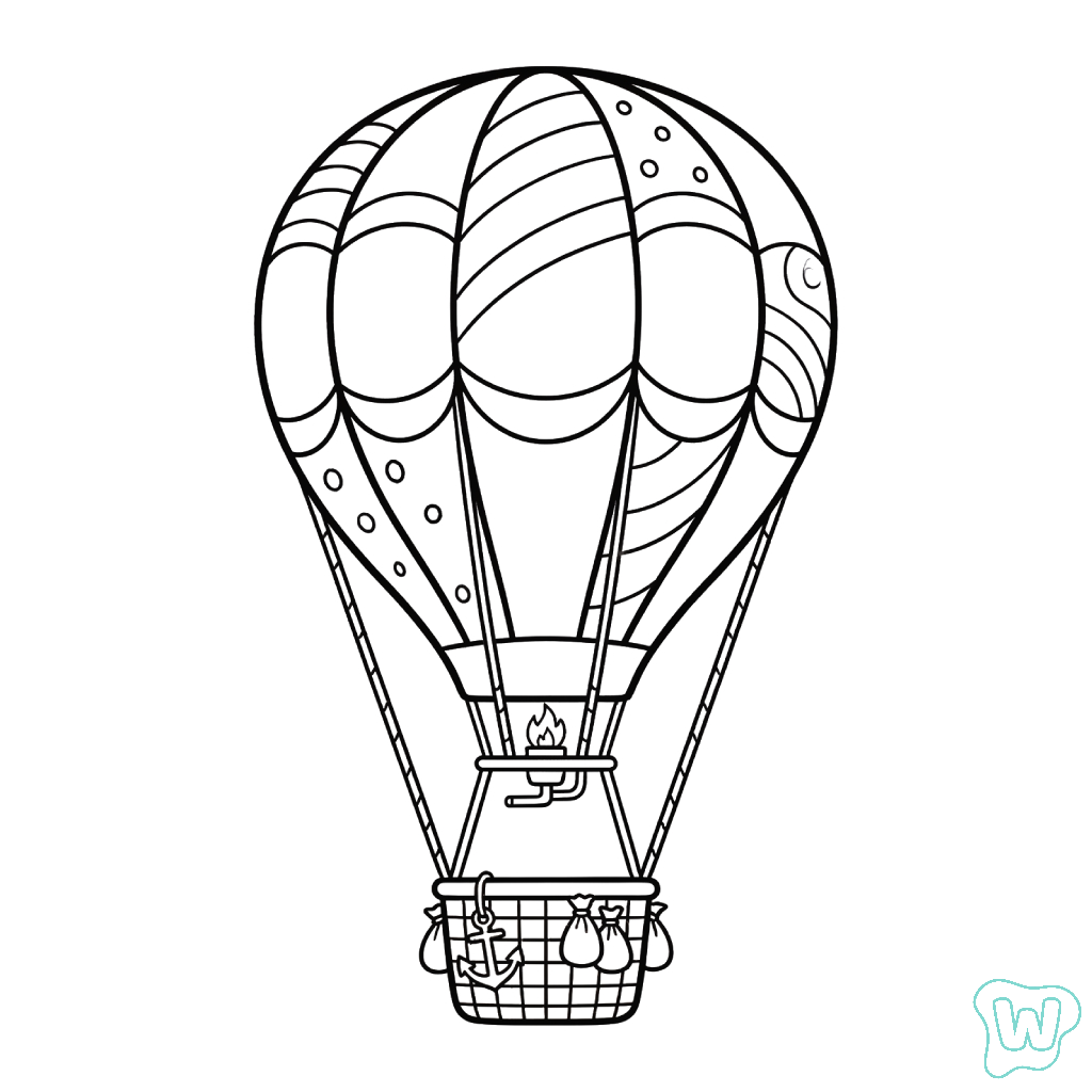 páginas para colorear fáciles de Globo Aerostático